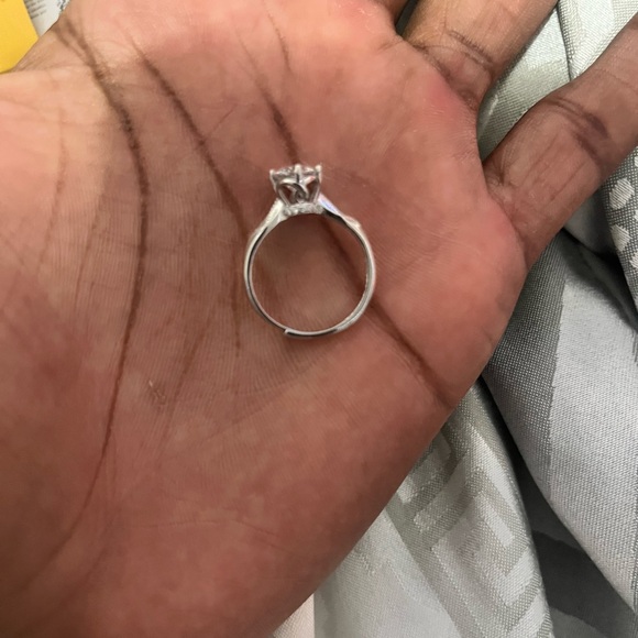 Size 16 sterling silver moissanite Engagement Ring